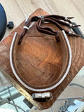 Brown hair-on leather rhinestone bracelet