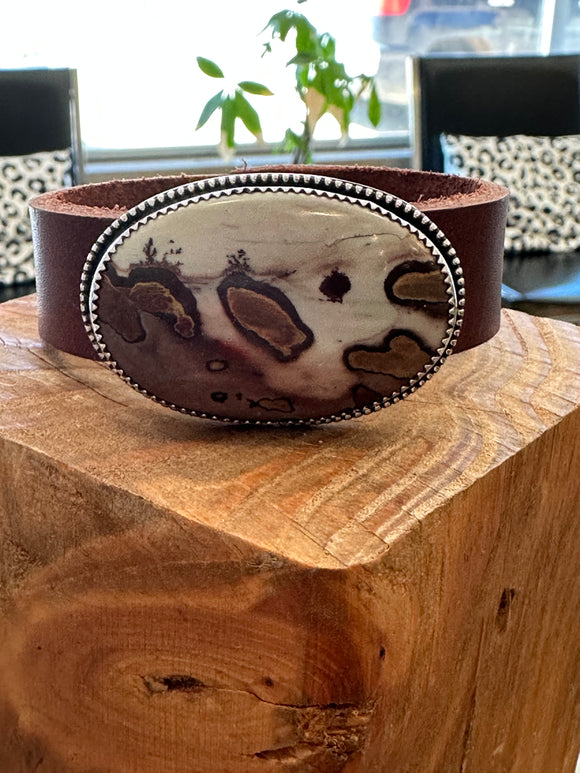 Jasper leather bracelet