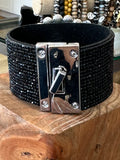 Black rhinestone Indian head bracelet