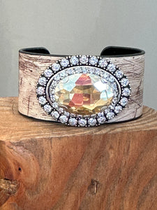 Wood look gemstone cuff