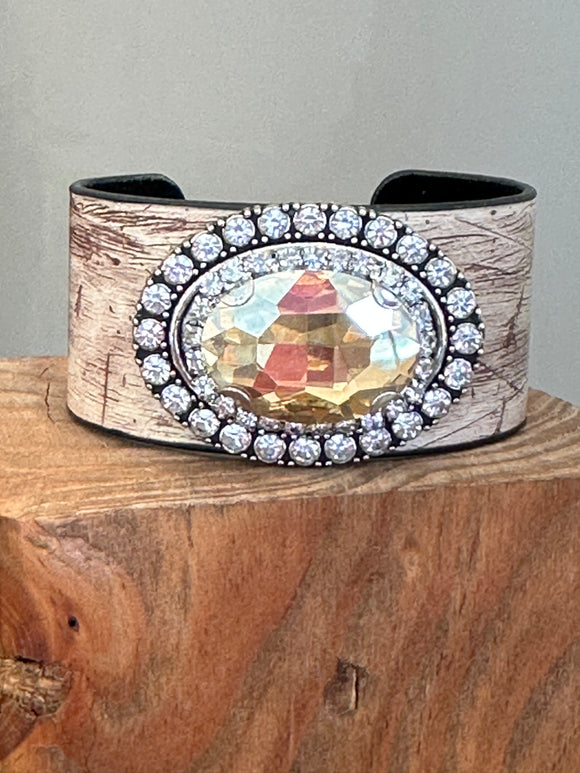 Wood look gemstone cuff