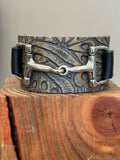 Horse bit leather cuff