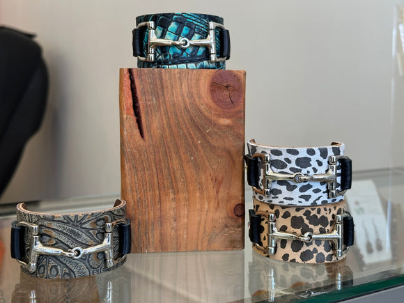 Horse bit leather cuff