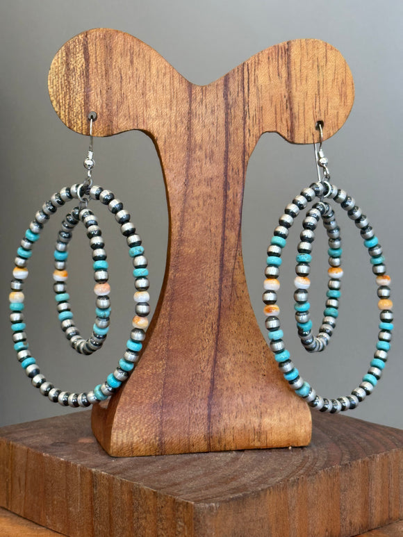 Turquoise & spiny oyster earring