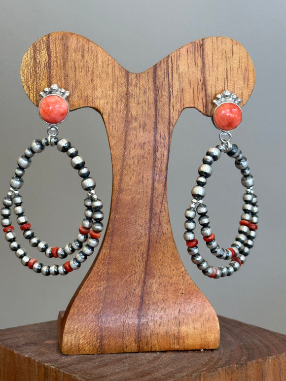 Spiny Oyster double hoop earring