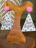 Gold multi happy birthday earring