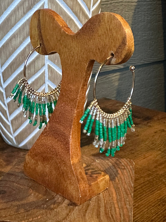 Gold hoop seed bead earrings