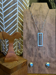 Gray druzy open rectangle set