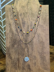 Multi crystal and pave necklace