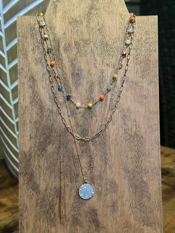Multi crystal and pave necklace