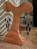 Black crystal tassel earring