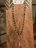 Gold chain green crystal bar necklace