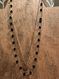 Gold chain green crystal bar necklace