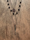 Gold chain green crystal bar necklace