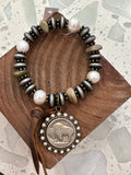 Turquoise pearl buffalo bracelet