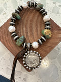 Turquoise pearl buffalo bracelet