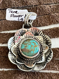 Large Turquoise Flower Pendant