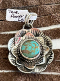 Large Turquoise Flower Pendant