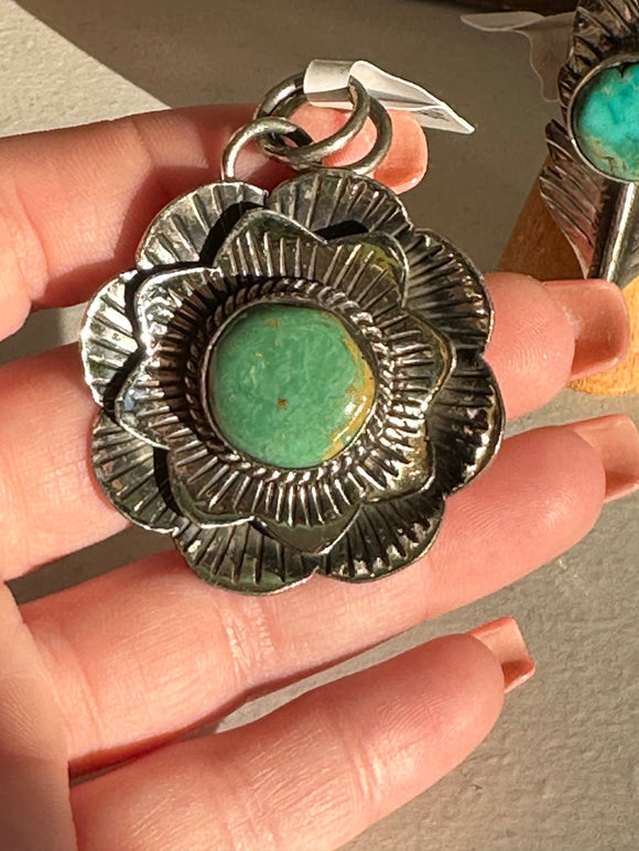Large Turquoise Flower Pendant