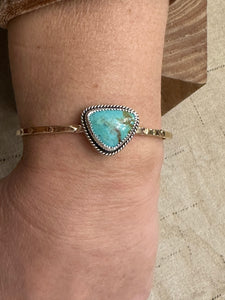 Turquoise Stamped Brass Cuff