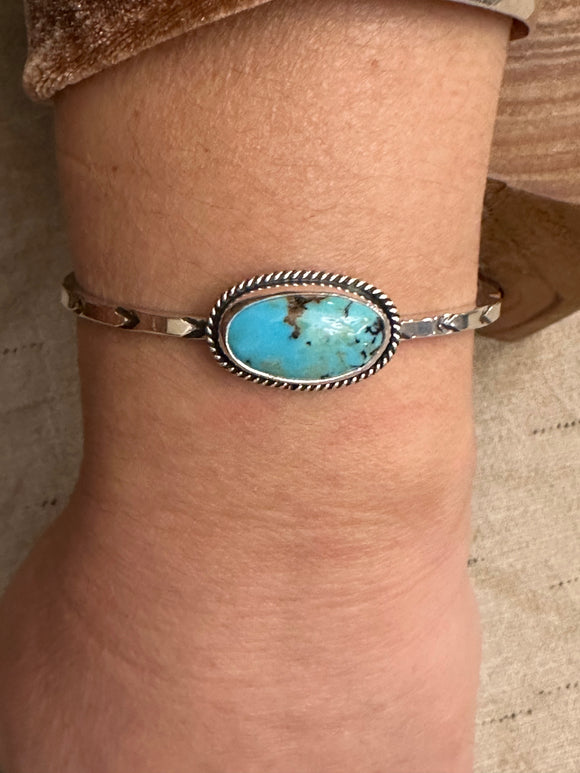 Royston Turquoise Stamped Sterling Cuff