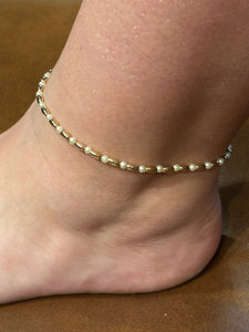 Water Resistant Pearl & Gold Tone Anklet