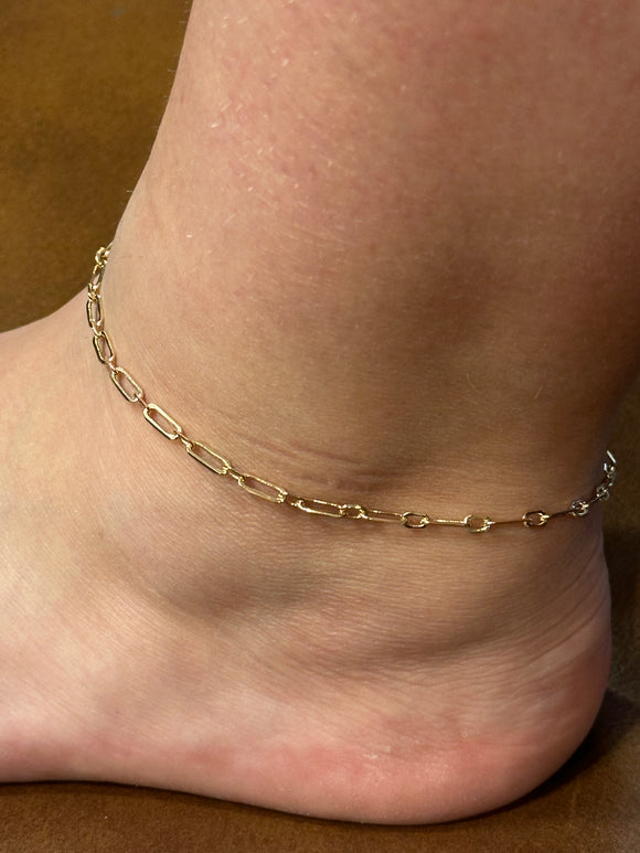 Water Resistant Small Paper Clip Anklet