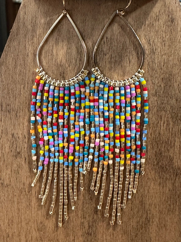 Multi Seed Bead Fringe Earring