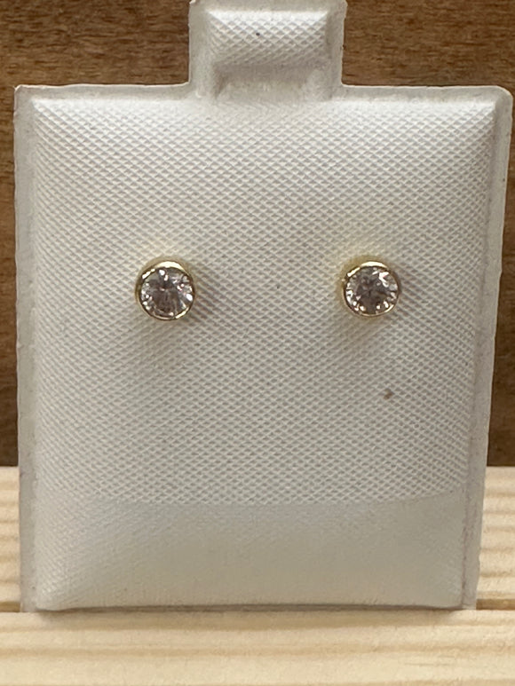 14KY Gold Plate CZ Stud Earring Small