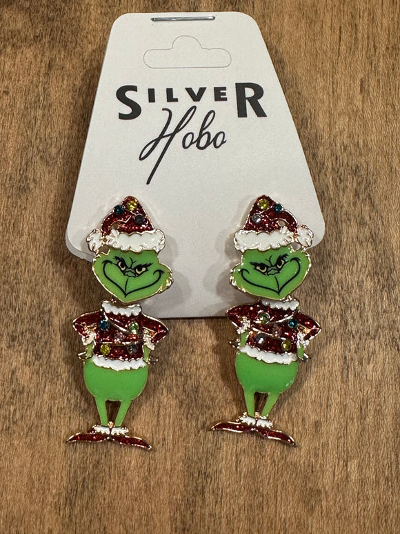 Enamel Grinch Swing Earring