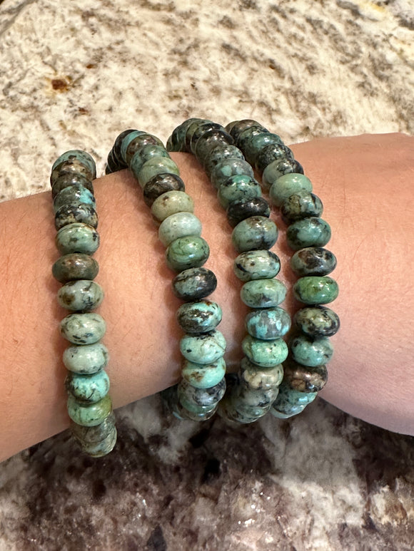African Turquoise Stretch Bracelet-polished