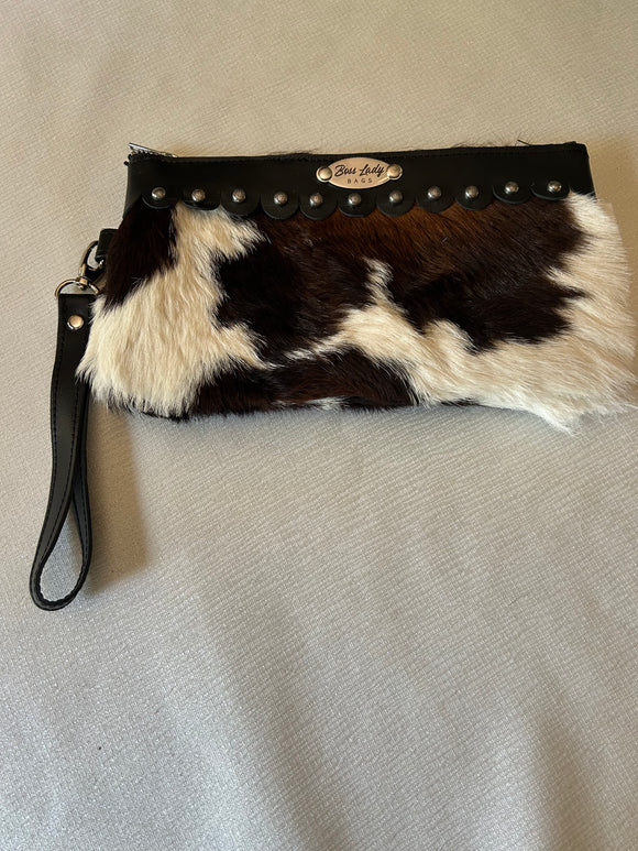 Hair on leather Wristlet