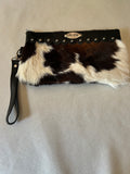 Hair on leather Wristlet