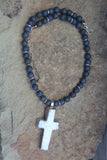 Bone cross & Black Druzy Agate Necklace