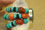 Turquoise and carnelian clasp bracelet