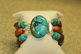Turquoise and carnelian clasp bracelet