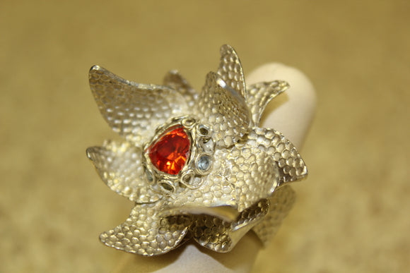 Precious Metal Clay flower ring