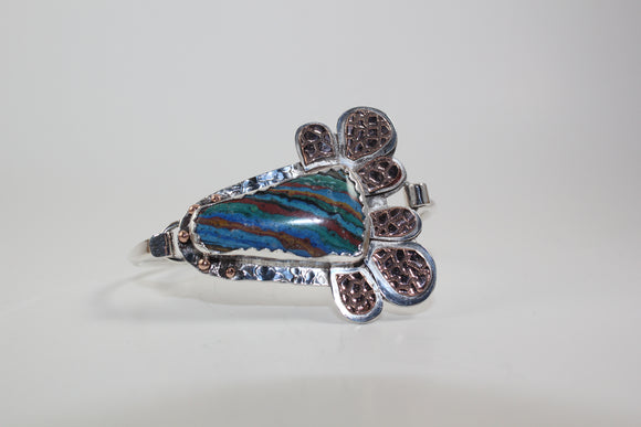 Rainbow calsilica clasp bangle bracelet