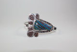 Rainbow calsilica clasp bangle bracelet