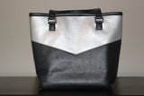 SILVER AND BLACK DEEP V PURSE