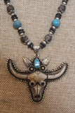Bone Bull Head Necklace