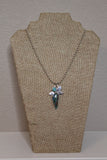 Rainbow calsilica and turquoise leaf pendant