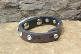 LEOPARDSKIN JASPER LEATHER BRACELET WITH CRYSTAL RIVETS