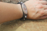 LEOPARDSKIN JASPER LEATHER BRACELET WITH CRYSTAL RIVETS