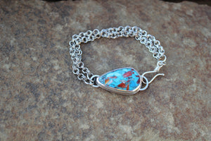 Coral Mountain Turquoise double chain bracelet with hook clasp