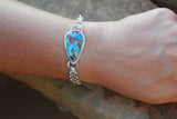 Coral Mountain Turquoise double chain bracelet with hook clasp