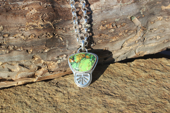 Gaspeite in matrix pendant