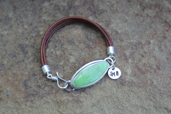 Gaspeite Leather Strand Bracelet