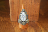 Gray & White Agate with Silver Druzy Ring