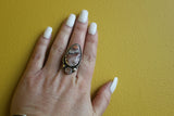 BANDED AGATE WITH PEACH DRUZY & BEAD TRIM